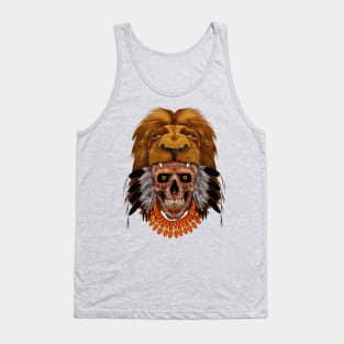 indian native lion sugar Skull Tank Top